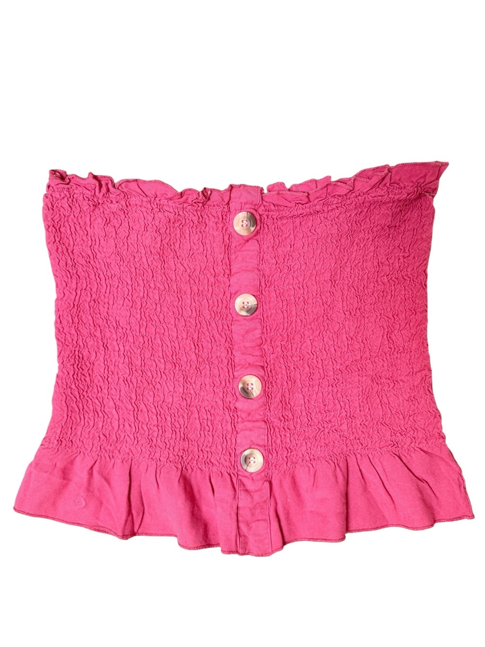 Style Envy S/M Pink Smocked Tube Top with Ruffle Edge